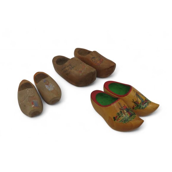 DUTCH Miniature CLOGS Wooden Hand-Painted 3 Sets Holland Vintage - Picture 6 of 13